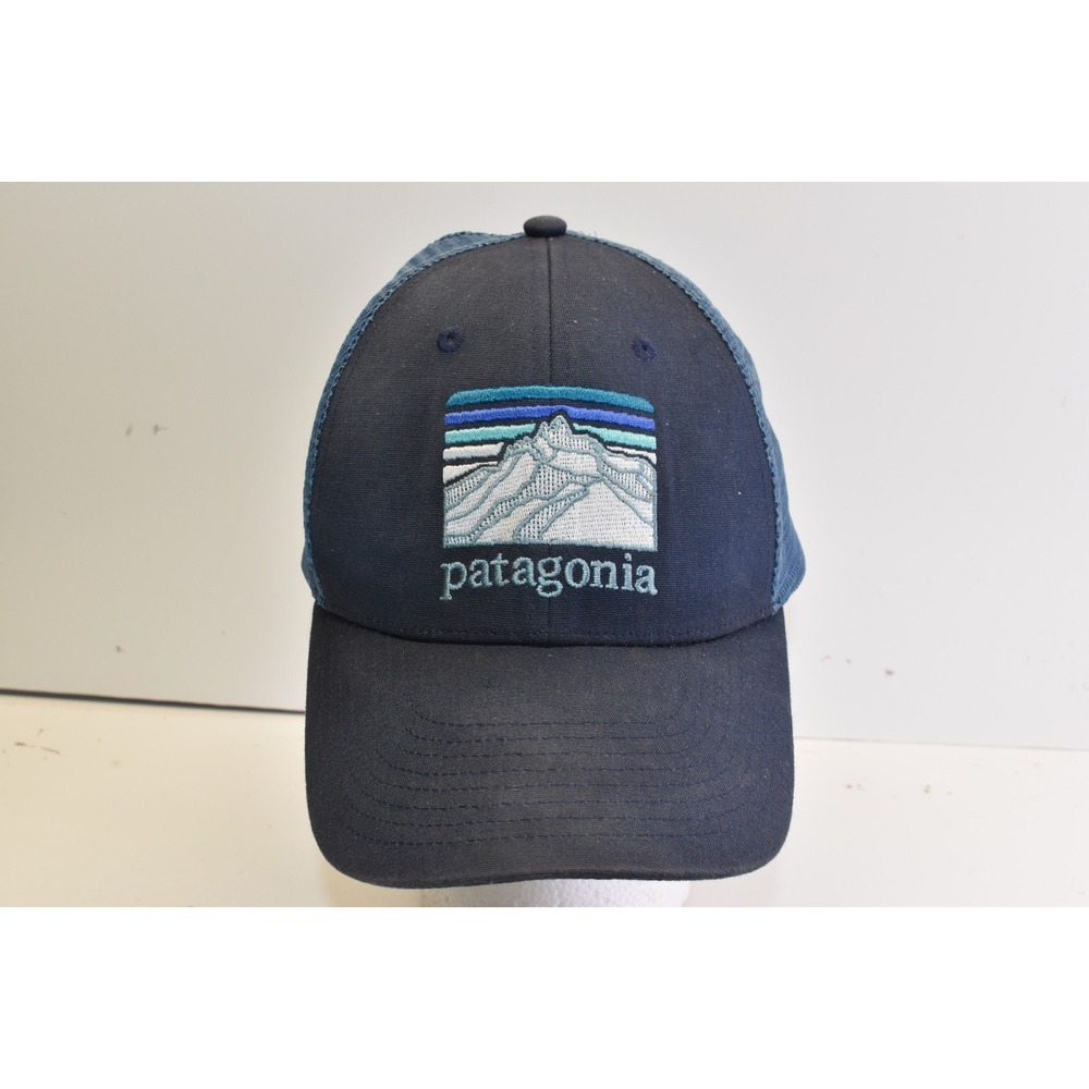 Patagonia Mens Line Ridge Logo Lopro Trucker Hat Snapback Cap Navy Outdoors Hike